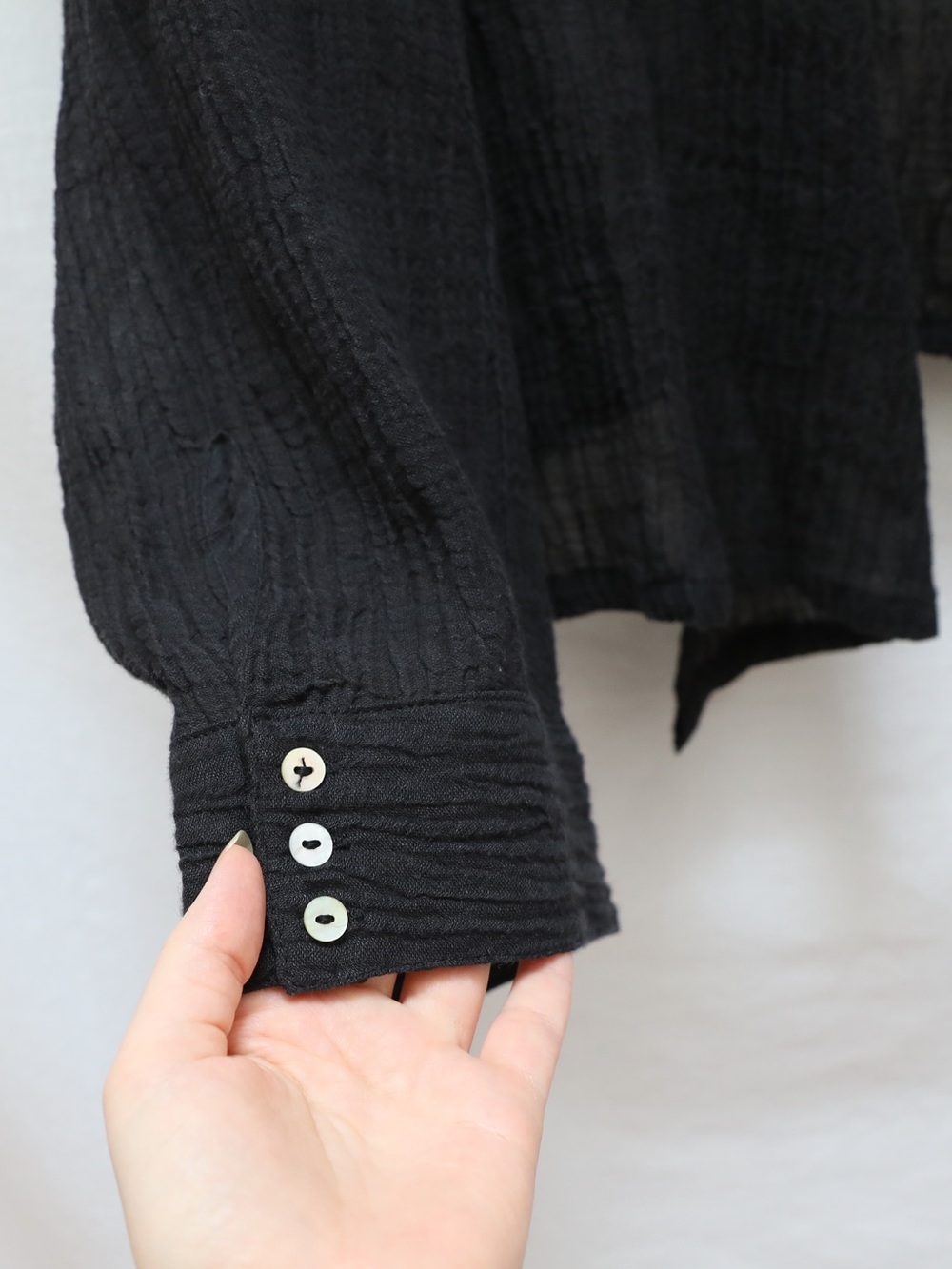 Monday 100% linen open cardigan oversized black shirt loose fit Large resortwear - Picture 5 of 9